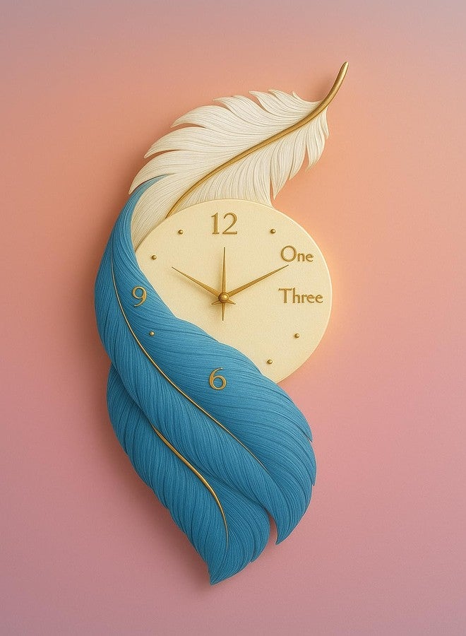 HARIRUP Home Decoration Creative Wall Clock Luxury Living Room Creative Personality Art, Analog Silent Wall Clock with LED Light On Backside and Remote Control (Feather Clock) - Image 2